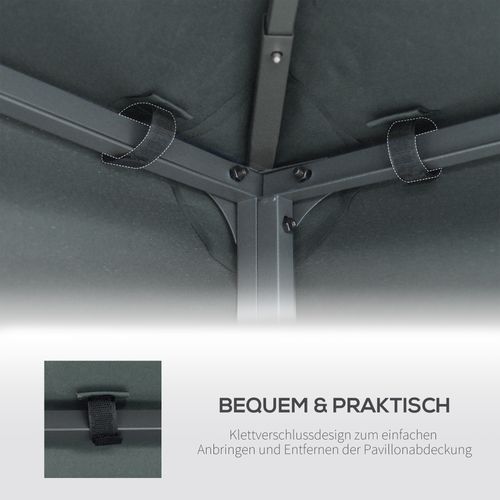 Toit De Rechange Polyester - 300x300 Cm Pour Pavillon De Jardin En Métal ,gris Charbon