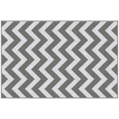 Tapis D'extérieur En Plastique Imperméable 121x182cm, Gris Clair Et Blanc, Pour Balcon