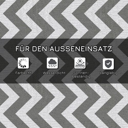 Tapis D'extérieur En Plastique Imperméable 121x182cm, Gris Clair Et Blanc, Pour Balcon