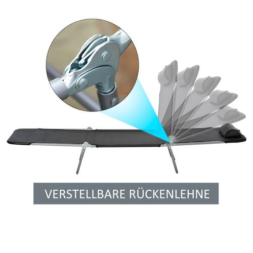 Transat De Jardin Aluminium Pliable Avec Repose-tête, Noir
