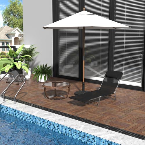 Transat De Jardin Aluminium Pliable Avec Repose-tête, Noir