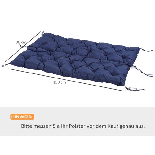 Coussin De Banc 150x98x8 Cm, Tissu, Avec Lanières, Extérieur/intérieur, Bleu Foncé