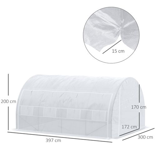 Serre En Plastique 3,97 X 3,02 X 2 M Avec Protection Uv, Résistance Au Vent, Porte Latérale, Blanc