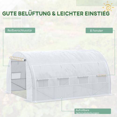 Serre En Plastique 3,97 X 3,02 X 2 M Avec Protection Uv, Résistance Au Vent, Porte Latérale, Blanc