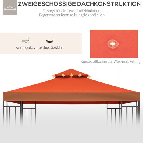 Tonnelle En Métal 3x3m En Polyester Résistant Aux Intempéries Et Durable, Rouge