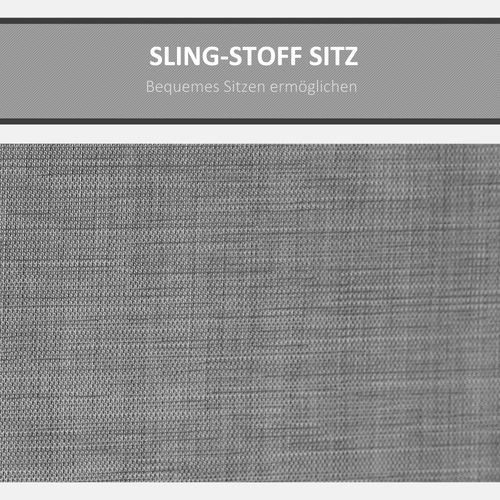 Balancelle 3 Places En Aluminium Avec Toit Et Tablette Latérale, 196x128x172 Cm, Gris