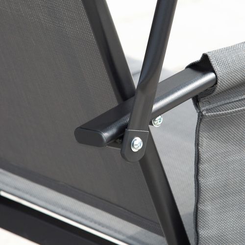 Balancelle 3 Places En Aluminium Avec Toit Et Tablette Latérale, 196x128x172 Cm, Gris