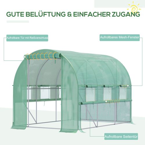 Serre Tunnel 2,95x2x2m Pvc Begehbar Avec 6 Fenêtres Uv-protection Pour Jardin