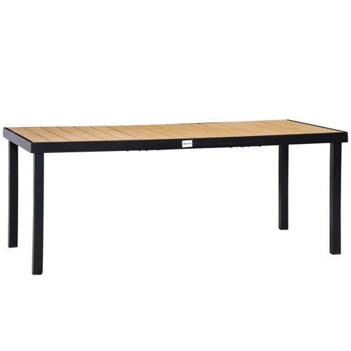 Table De Jardin Pour 8 Personnes En Aluminium Et Plastique 190x90x74 Cm, Naturel Et Noir