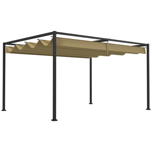 Pergola 4x3m En Acier, Pavillon De Jardin Avec Toit Réglable, Khaki