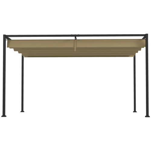 Pergola 4x3m En Acier, Pavillon De Jardin Avec Toit Réglable, Khaki
