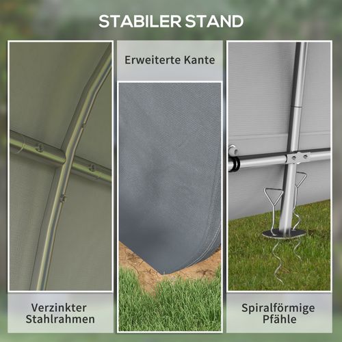 Abri De Jardin 3x3m En Acier Et Pe, Avec Protection Uv Et Résistant à L'eau, Gris