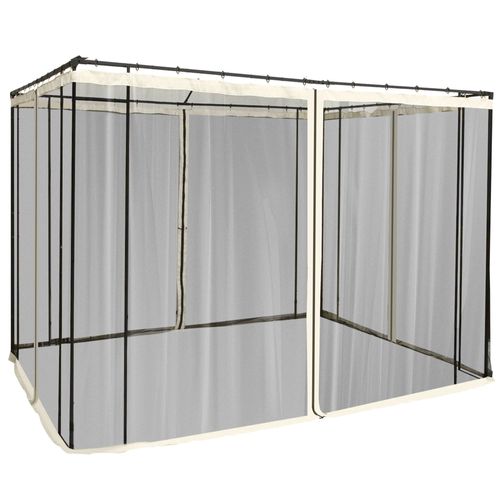 Pavillon En Nylon-mesh Avec 4 Panneaux Latéraux, Système De Fermeture Éclair, 3x3m