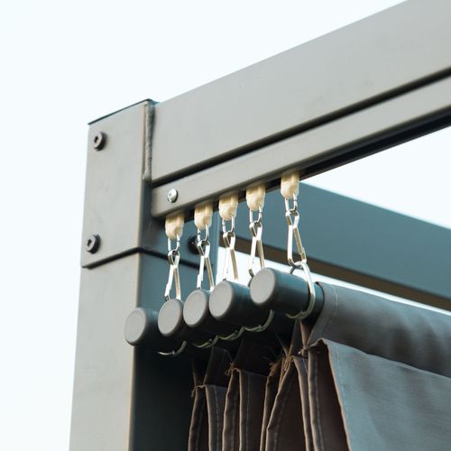 Pavillon Pergola En Polyester Imperméable, Toit Coulissant, 298 X 213 X 221 Cm, Gris