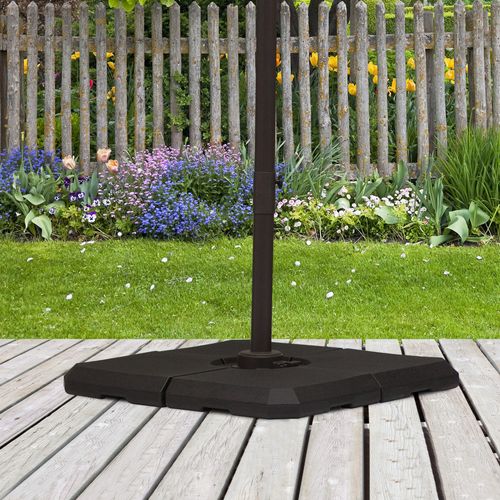 Poids Parasol Hdpe 100×100×9,5 cm 4 Pièces Remplissables 120 kg Sable Ou 80 kg Eau ,noir