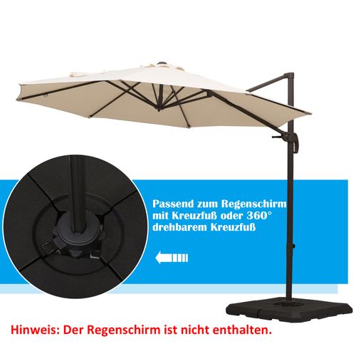 Poids Parasol Hdpe 100×100×9,5 cm 4 Pièces Remplissables 120 kg Sable Ou 80 kg Eau ,noir