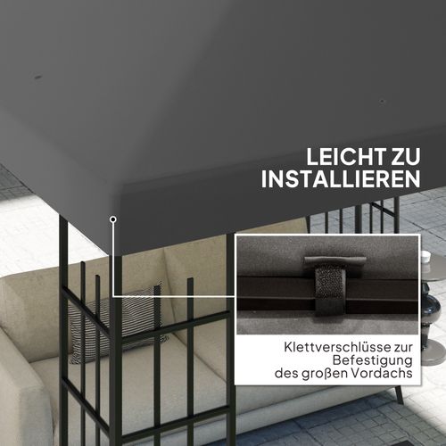 Housse De Pavilion 3 X 3 M En Tissu Oxford 370 G/m² Étanche, Gris Foncé