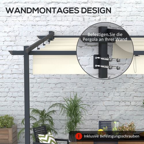 Pergola En Aluminium 3 X 3 M, Toit Réglable, Étanche Au Vent, Crème