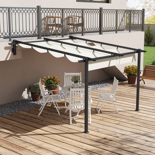 Pergola En Aluminium 3 X 3 M, Toit Réglable, Étanche Au Vent, Crème