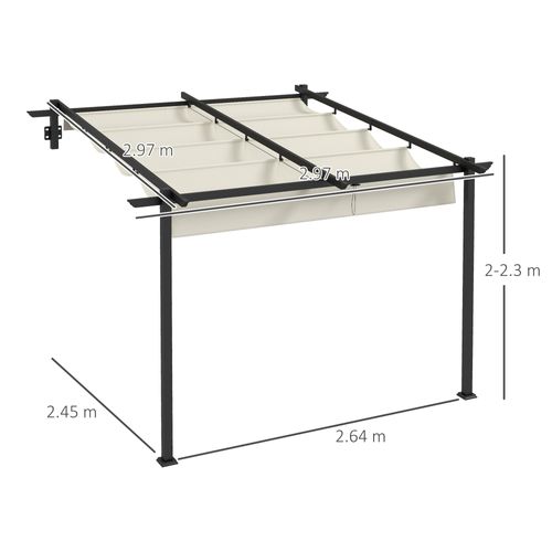 Pergola En Aluminium 3 X 3 M, Toit Réglable, Étanche Au Vent, Crème