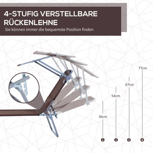 Transat Pliant En Aluminium Avec Protection Solaire, Brun 187x58x36 Cm Pour Terrasse Et Balcon