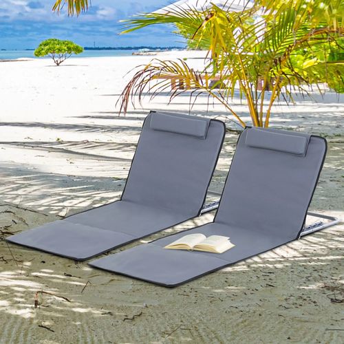 Ensemble De 2 Chaises Longues De Plage Avec Sac De Transport, 134x48x36-45cm