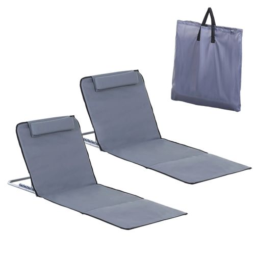 Ensemble De 2 Chaises Longues De Plage Avec Sac De Transport, 134x48x36-45cm