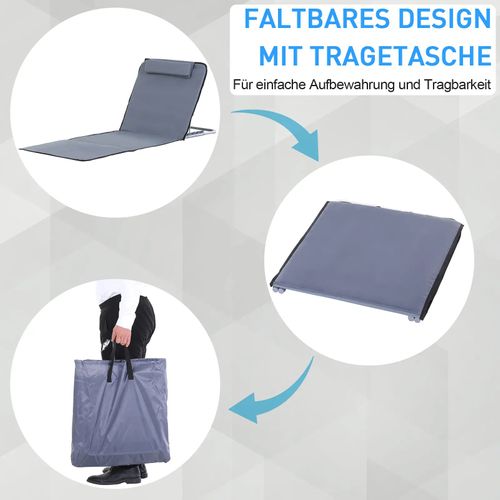 Ensemble De 2 Chaises Longues De Plage Avec Sac De Transport, 134x48x36-45cm