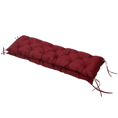 Coussin De Banc 3 Places En Polyester, Coussin D'extérieur/intérieur Avec Attaches, Rouge