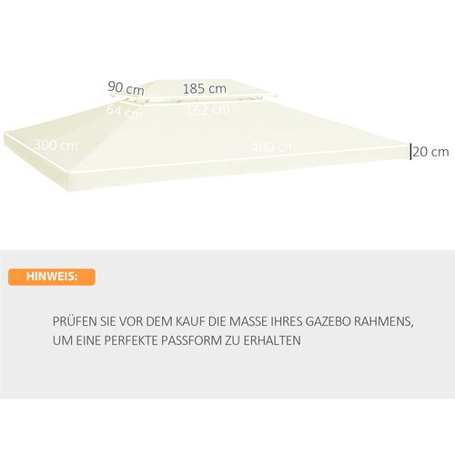 Toit De Rechange Polyester - 400x300 Cm Avec Ouverture Anti-fuite Pour Jardin ,crème