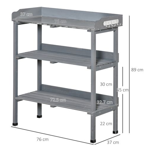 Table De Rempotage En Métal Et Bois 76x37x89cm Idéale Pour Jardin Et Balcon