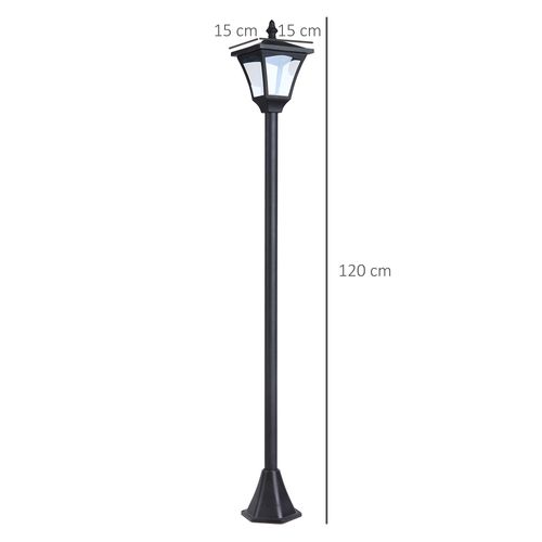 Lanterne Solaire LED 10 Lm Pour Allée Extérieure 15x15x120 Cm, Noir