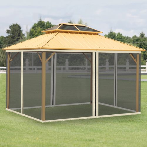 Moskitonetz Pour Pavillon 3x4m, Nylon-mesh, 4 Panneaux, Protection Insectes, Noir