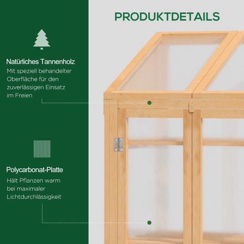 Serre Miniature En Bois, Abri De Jardin Avec Fenêtre, Double Porte, 3 Étagères, Brun