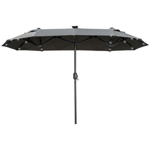 Parasol Double LED, 295x219 Cm, Résistant Au Vent, Inclinable, Terrasse Et Piscine, Gris Foncé