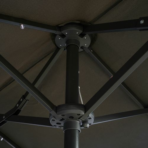 Parasol Double LED, 295x219 Cm, Résistant Au Vent, Inclinable, Terrasse Et Piscine, Gris Foncé