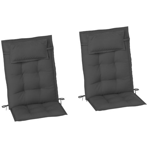 2 Pièces Coussins Pour Chaise Longue Tissu Imperméable Confort, Gris Foncé
