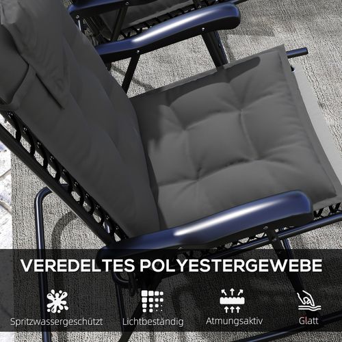 2 Pièces Coussins Pour Chaise Longue Tissu Imperméable Confort, Gris Foncé