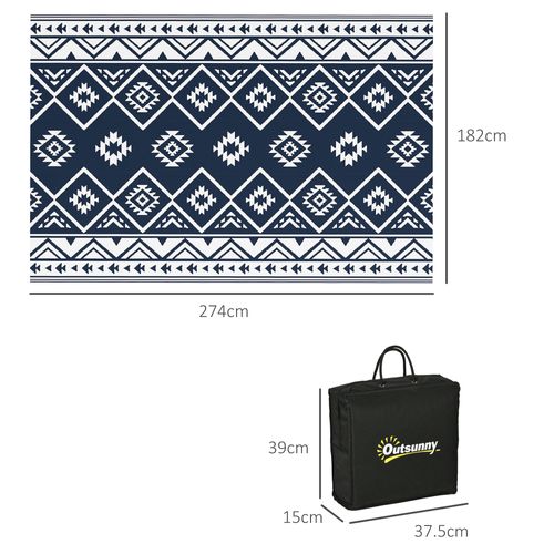 Tapis D'extérieur Réversible 182x274cm En Plastique Imperméable Avec Sac De Transport