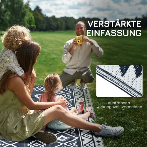 Tapis D'extérieur Réversible 182x274cm En Plastique Imperméable Avec Sac De Transport