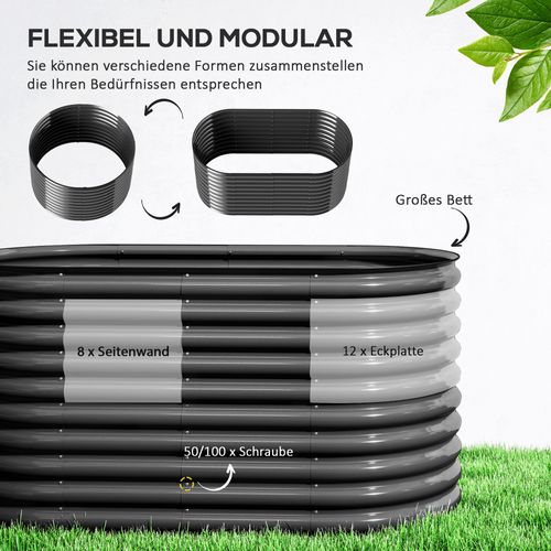 Jardin Surélevé En Acier 160x80x80 Cm, Empilable, Pour Jardin Et Terrasse, Pour Légumes