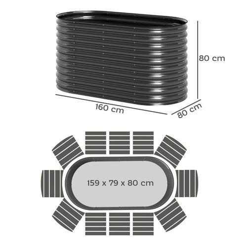 Jardin Surélevé En Acier 160x80x80 Cm, Empilable, Pour Jardin Et Terrasse, Pour Légumes