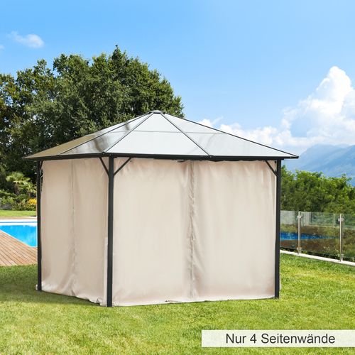 Côté De Pavillon En Polyester Robuste, Durable, 3x3m, 302l X 205h Cm, Beige