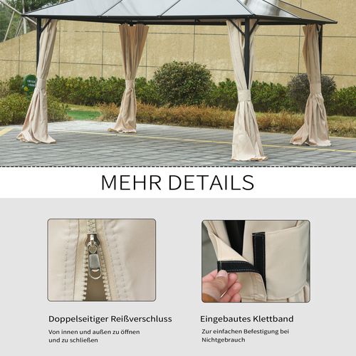 Côté De Pavillon En Polyester Robuste, Durable, 3x3m, 302l X 205h Cm, Beige