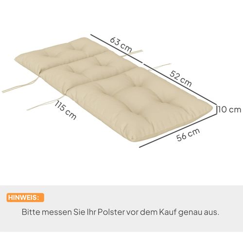 Coussin De Siège En Mousse Épaisse 10 Cm Avec Attaches, Résistant à L'eau, Beige