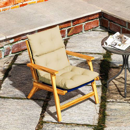 Coussin De Siège En Mousse Épaisse 10 Cm Avec Attaches, Résistant à L'eau, Beige