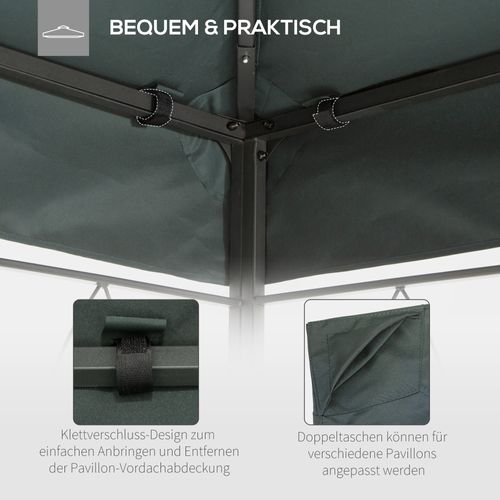 Pavillon De Jardin Polyester 3x4m Résistant Aux Intempéries, Gris Charbon