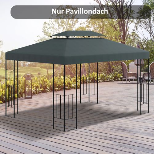Pavillon De Jardin Polyester 3x4m Résistant Aux Intempéries, Gris Charbon