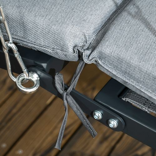 Balançoire De Jardin En Métal Avec Coussins Et Toit Réglable, Gris Foncé