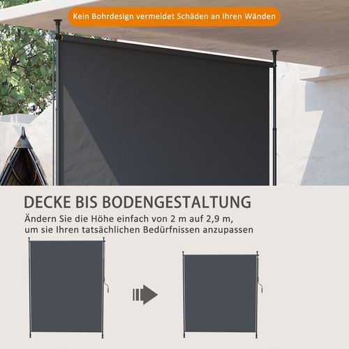Store De Protection Verticale 200 X 292 Cm Aluminium Réglable, Gris